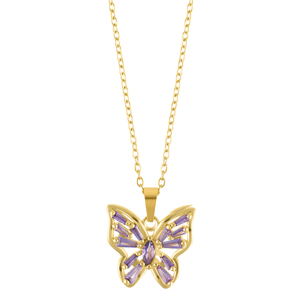 Colorful Silver Butterfly Necklace Pendant | NanoStyle Jewelry
